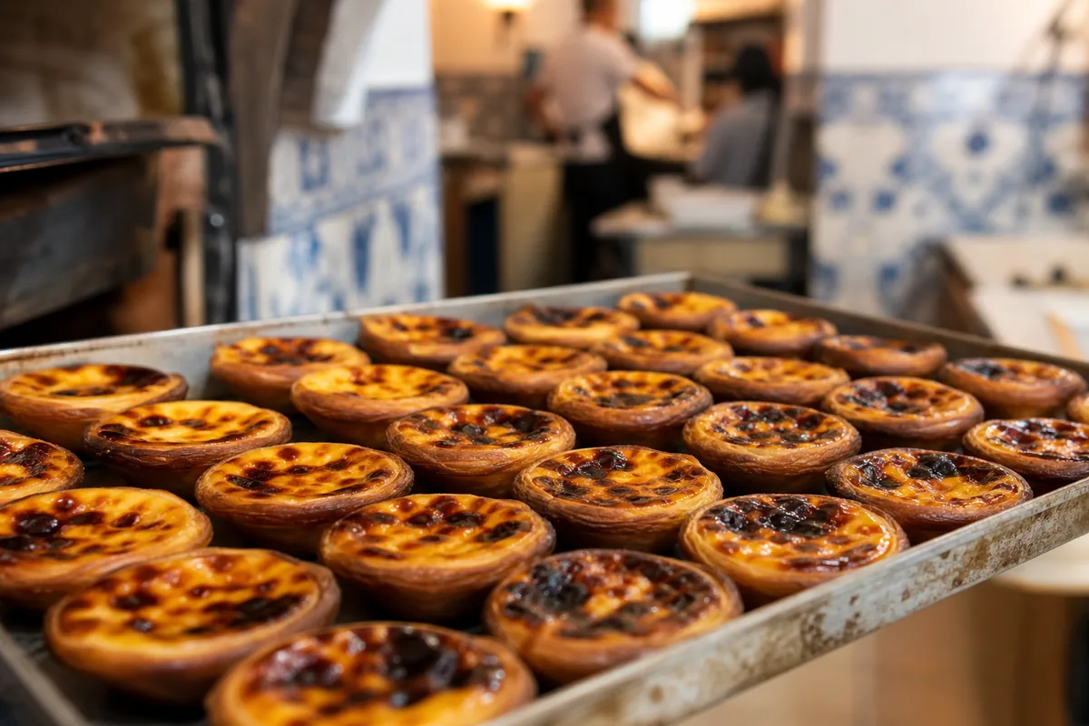 Pastéis de nata numa pastelaria portuguesa