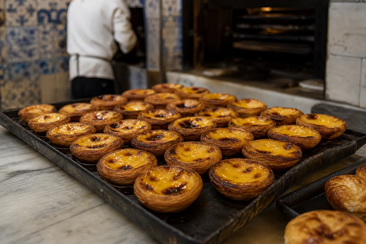 Pastéis de nata numa pastelaria portuguesa