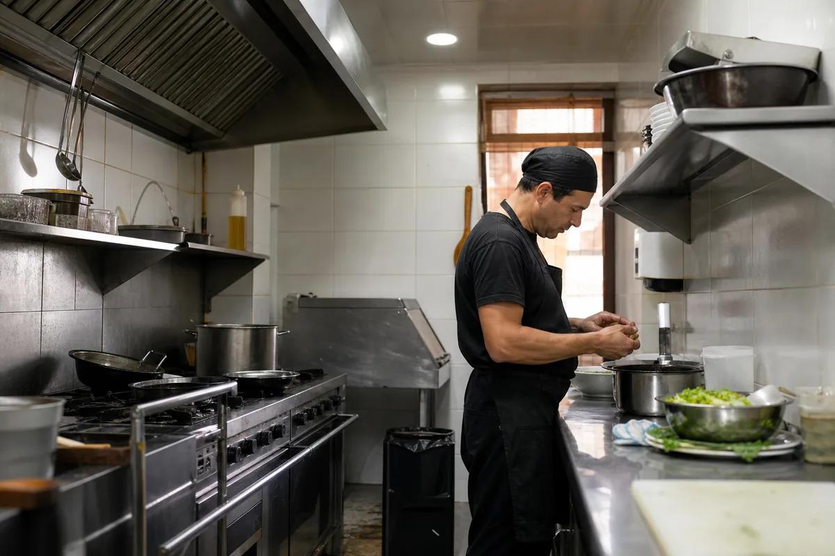 Esplanada de um pequeno café numa rua de calçada portuguesa