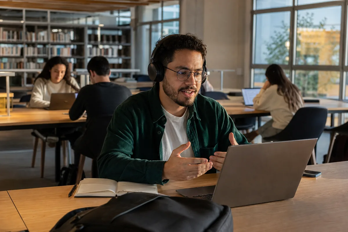 Programador brasileiro numa entrevista de emprego por videochamada