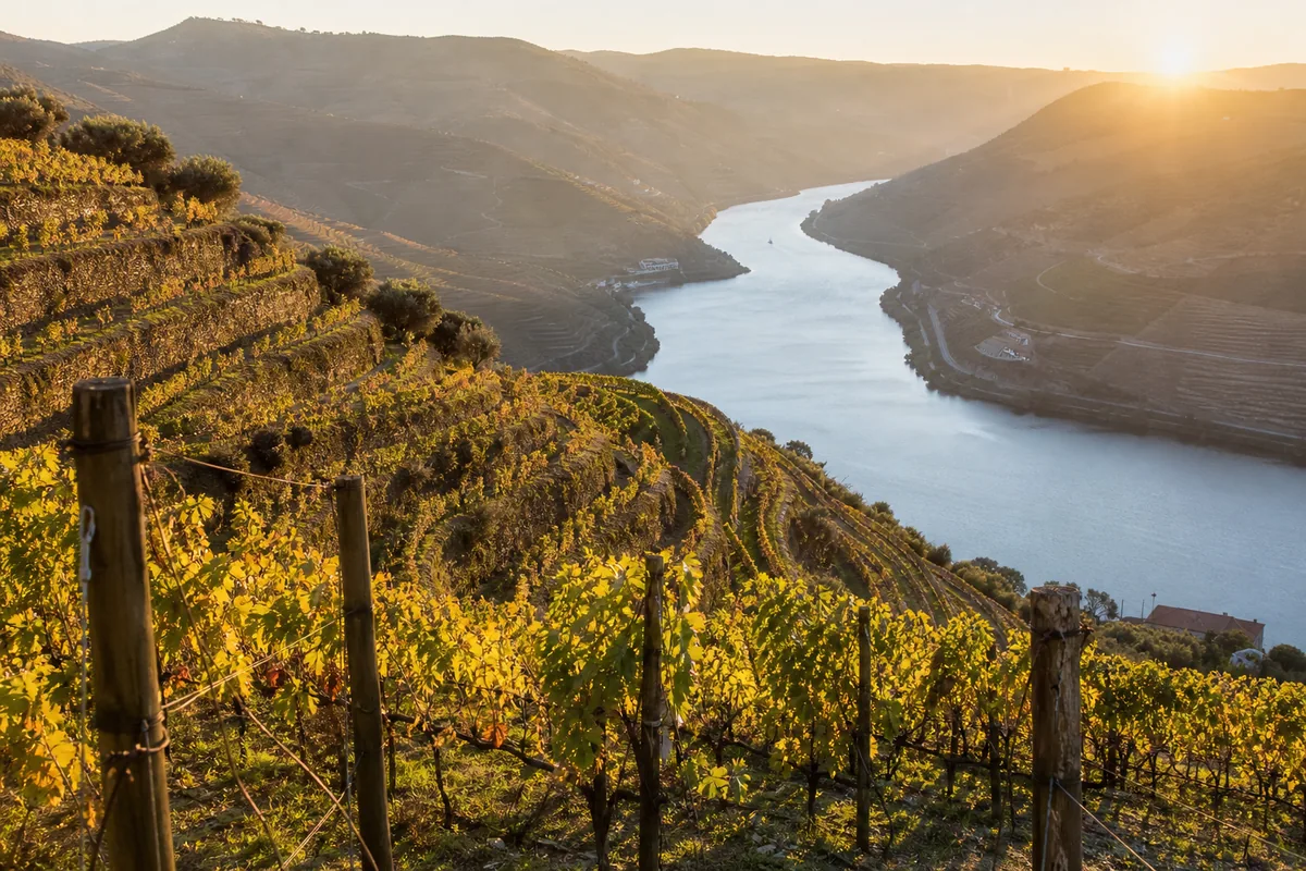 Vinhas em socalcos no vale do Douro