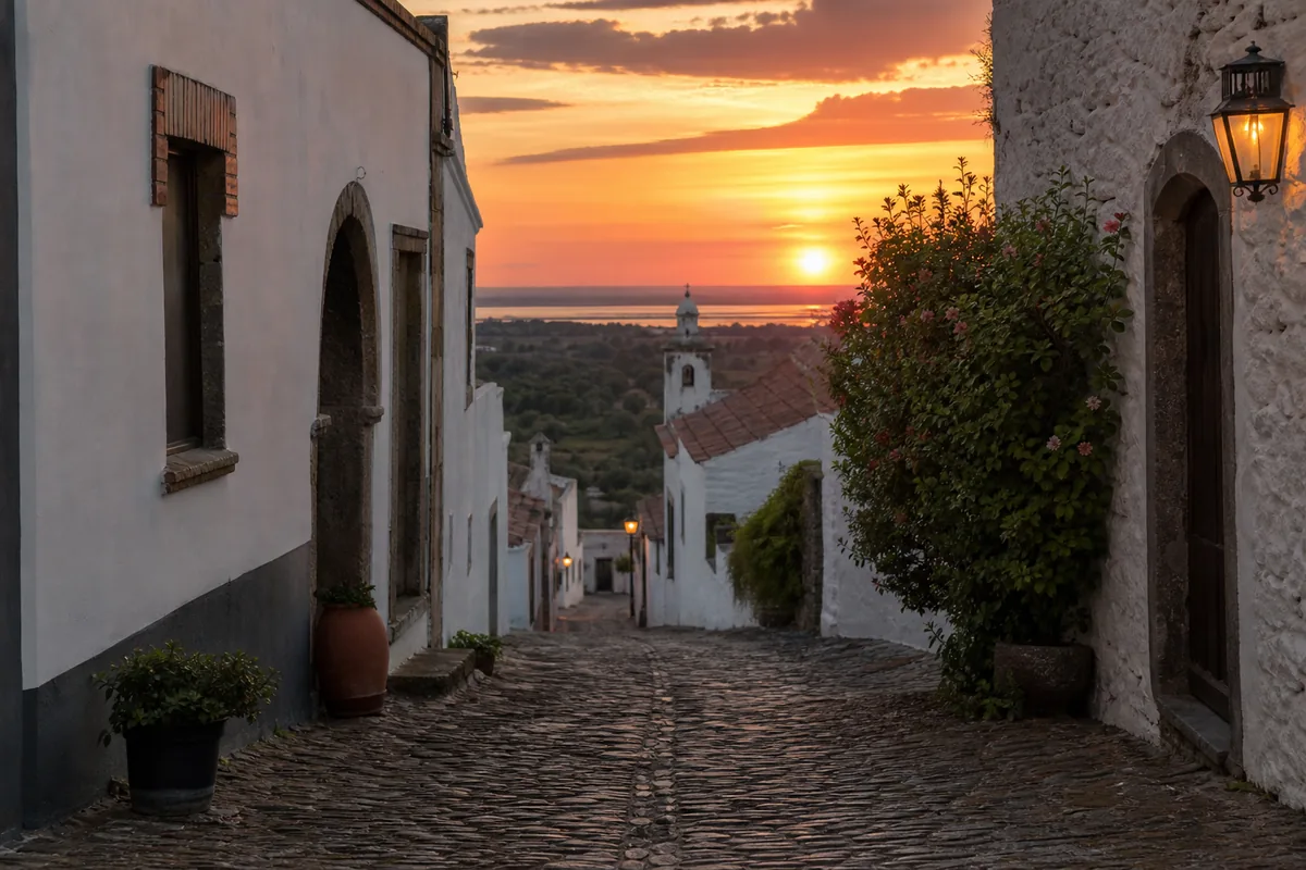 Ruas caiadas de Monsaraz, no Alentejo