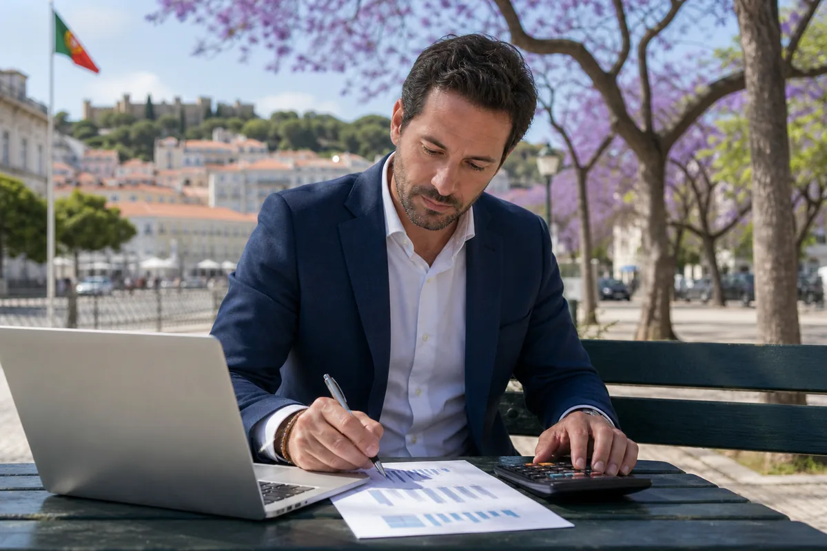 Empresário analisando o relatório de lucros da empresa