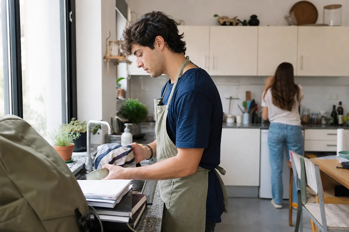 Estudante brasileiro a trabalhar num café em Lisboa