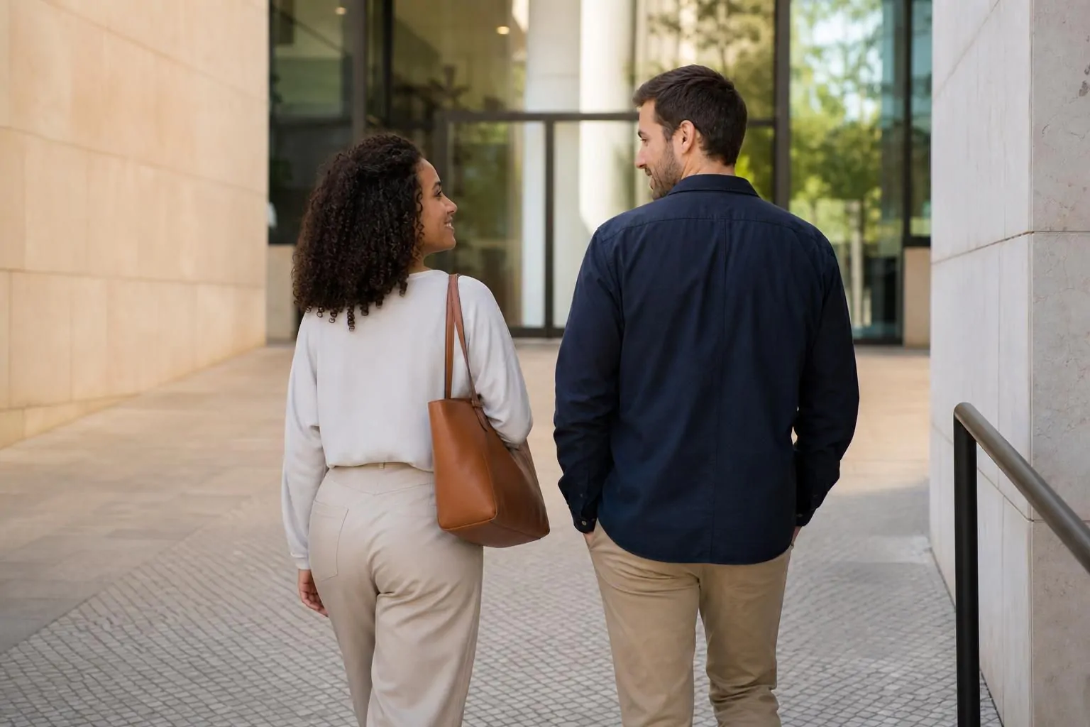 Casal chegando a um atendimento administrativo em Portugal