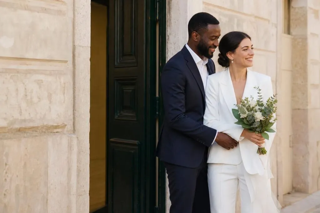 An international couple planning a marriage in Portugal